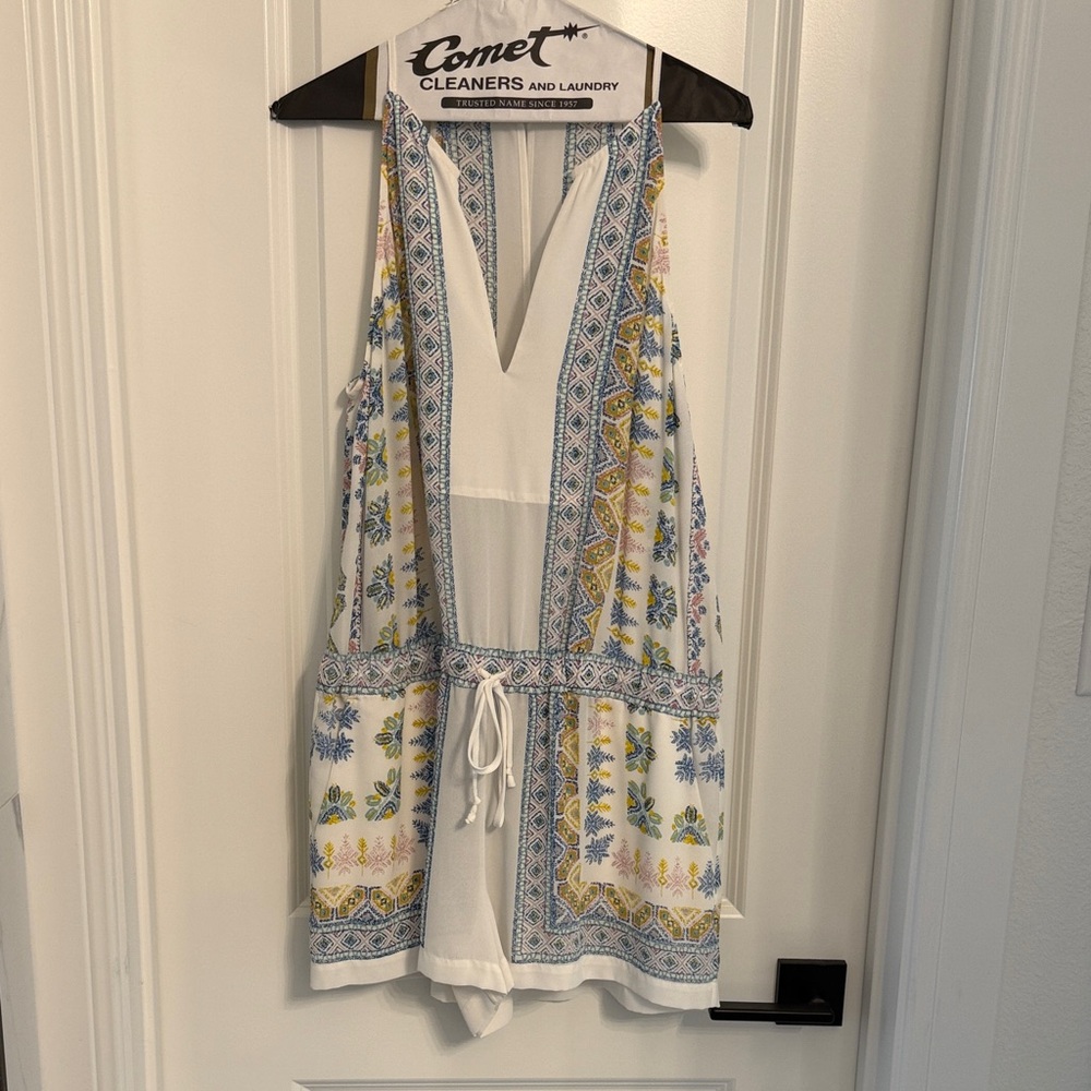 BCBGMaxAzria Geometric and Floral Patterned Romper